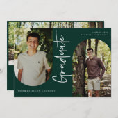 Scripts Afstuderen Arched Lijst 4 Foto-uitnodiging Aankondiging (Voorkant / Achterkant)