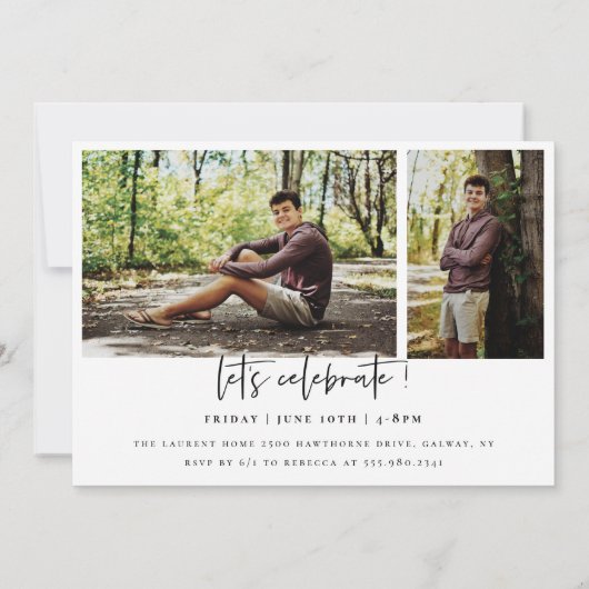 Scripts Afstuderen Arched Lijst 4 Foto-uitnodiging Aankondiging (Achterkant)