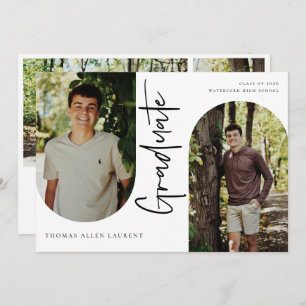 Scripts Afstuderen Arched Lijst 4 Foto-uitnodiging Aankondiging