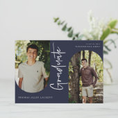 Scripts Afstuderen Arched Lijst 4 Foto-uitnodiging Aankondiging (Staand voorkant)