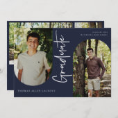 Scripts Afstuderen Arched Lijst 4 Foto-uitnodiging Aankondiging (Voorkant / Achterkant)