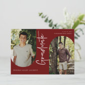 Scripts Afstuderen Arched Lijst 4 Foto-uitnodiging Aankondiging (Staand voorkant)