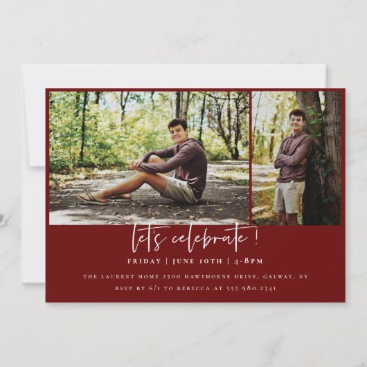 Scripts Afstuderen Arched Lijst 4 Foto-uitnodiging Aankondiging (Achterkant)