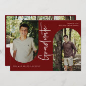 Scripts Afstuderen Arched Lijst 4 Foto-uitnodiging Aankondiging (Voorkant / Achterkant)