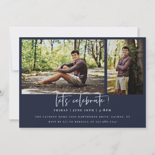 Scripts Afstuderen Arched Lijst 4 Foto-uitnodiging Aankondiging (Achterkant)