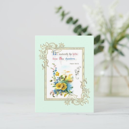 Scripts en bloemen briefkaart (Staand voorkant)