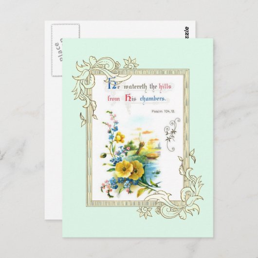 Scripts en bloemen briefkaart (Voorkant / Achterkant)