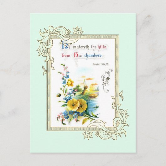 Scripts en bloemen briefkaart (Voorkant)