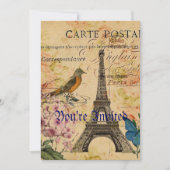 Scripts Hydrangea French Bird Paris Eiffel Tower Kaart (Voorkant)