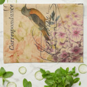 Scripts Hydrangea French Bird Paris Eiffel Tower Theedoek (Gevouwen)