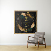 Scripts op zwart gouden abstract frame jute patroo wandkleed (In Situ (horizontaal))