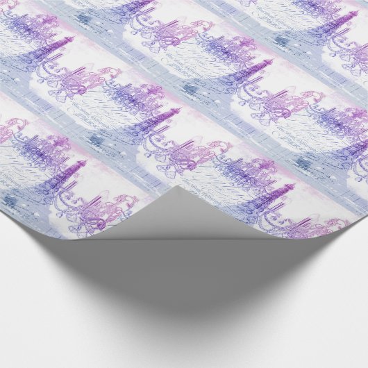 scripts paarse chandelier paris eiffel tower cadeaupapier (Hoek)