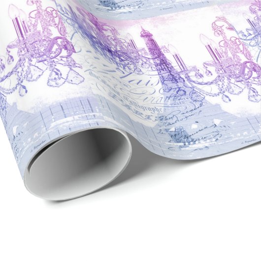 scripts paarse chandelier paris eiffel tower cadeaupapier (Rol Hoek)