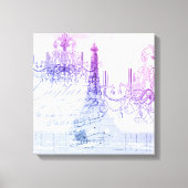 scripts paarse chandelier paris eiffel tower canvas afdruk (Voorkant)