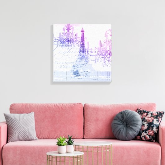 scripts paarse chandelier paris eiffel tower canvas afdruk (Insitu (Woonkamer))