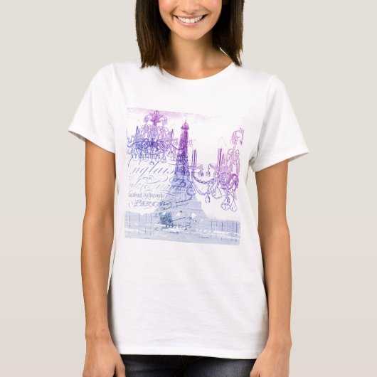 scripts paarse chandelier paris eiffel tower t-shirt (Voorkant)