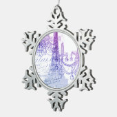scripts paarse chandelier paris eiffel tower tin sneeuwvlok ornament (Rechts)