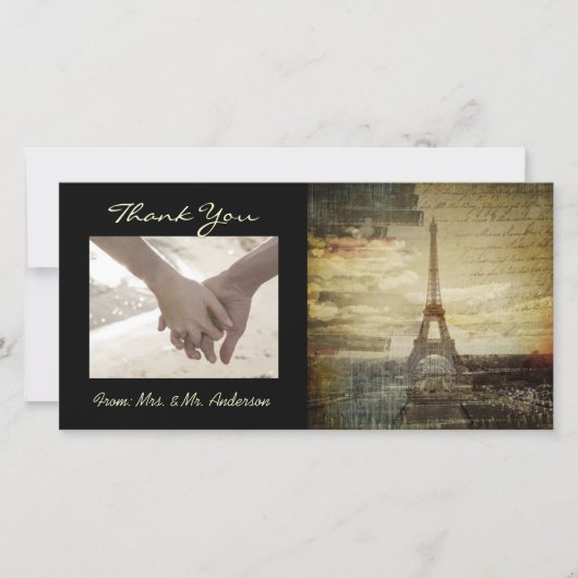  scripts Paris Eiffel Tower Wedding Bedankkaart (Voorkant)
