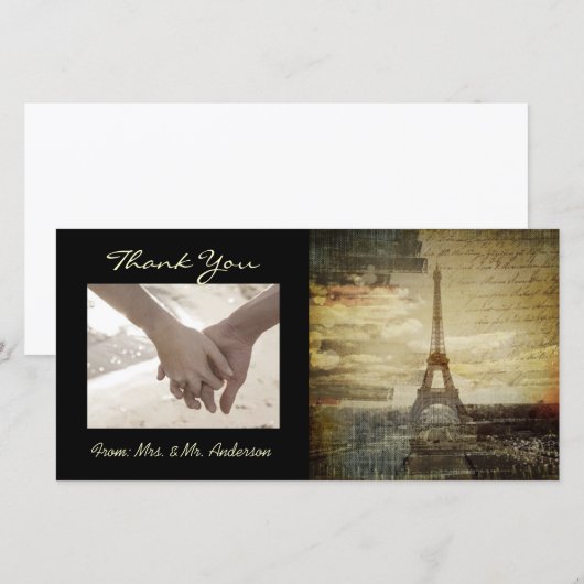scripts Paris Eiffel Tower Wedding Bedankkaart (Voorkant / Achterkant)