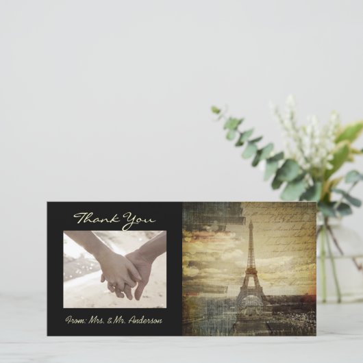 scripts Paris Eiffel Tower Wedding Bedankkaart (Staand voorkant)