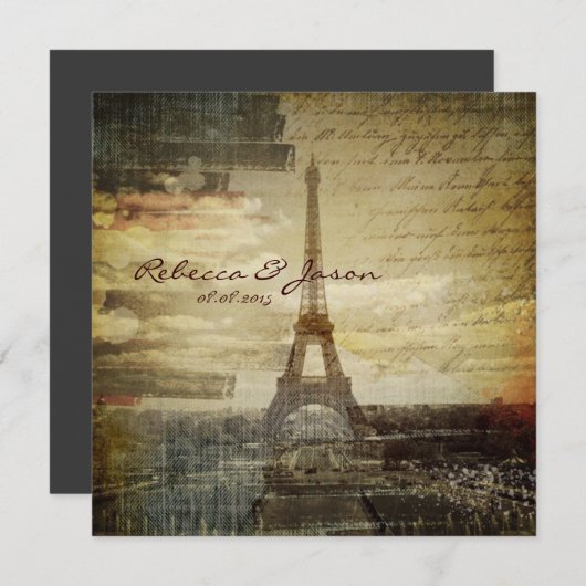 scripts Paris Eiffel Tower Wedding Kaart (Voorkant / Achterkant)