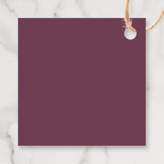 Scripts Plum Square Wedding Favor Labels (Achterkant)