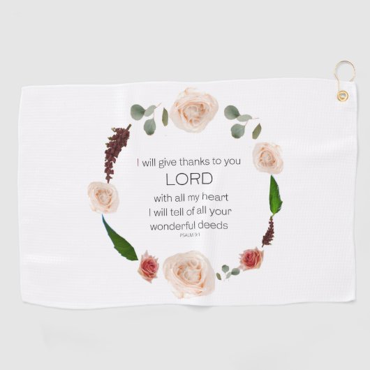 Scripts, Psalm 9, al uw wonderbaarlijke documenten Golfhanddoek (Horizontaal)