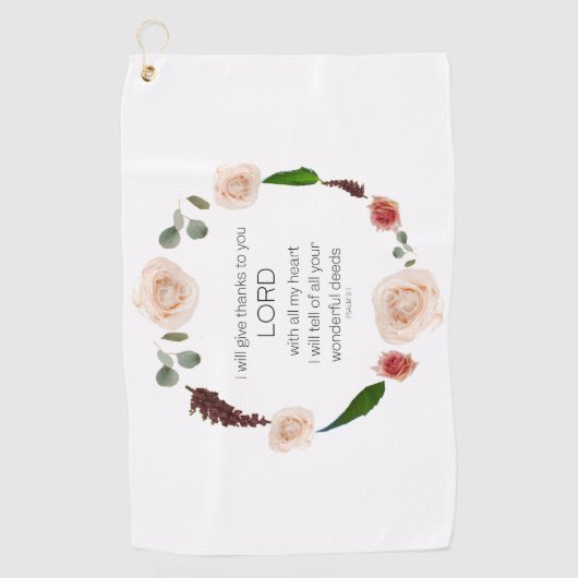 Scripts, Psalm 9, al uw wonderbaarlijke documenten Golfhanddoek (Voorkant)