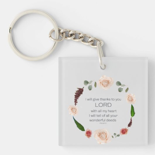 Scripts, Psalm 9, al uw wonderbaarlijke documenten Sleutelhanger (voorkant)
