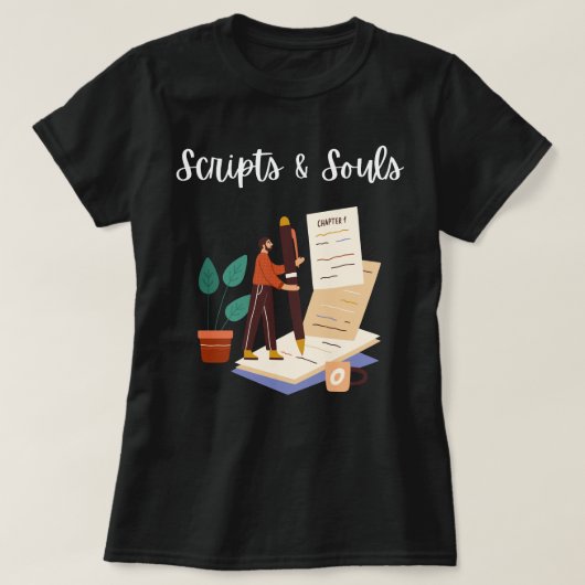 "Scripts & Souls" voor psychologen T-shirt (Design voorkant)