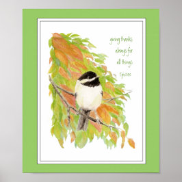 Scripts, Thanksgiving, herfst, Chickadee, Bird Poster