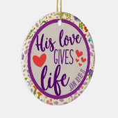 Scripts Zijn liefde geeft het leven met kerstmis Keramisch Ornament (Rechts)