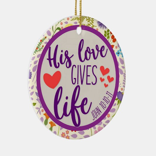 Scripts Zijn liefde geeft het leven met kerstmis Keramisch Ornament (Rechts)