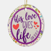 Scripts Zijn liefde geeft het leven met kerstmis Keramisch Ornament (Links)