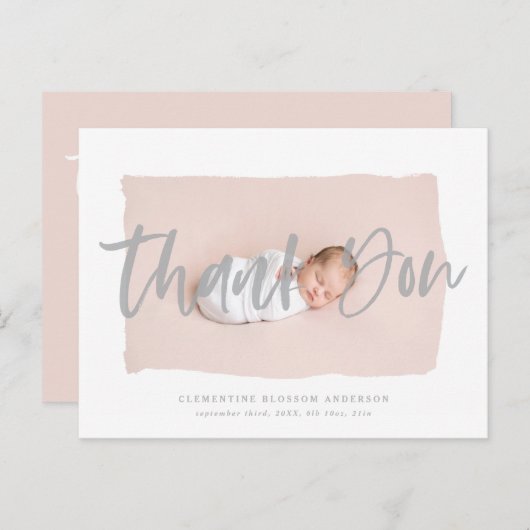 Scripttekst bedankt voor je geboorteaankondiging briefkaart (Voorkant / Achterkant)