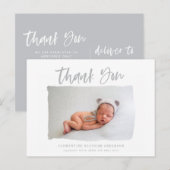 Scripttekst bedankt voor je geboorteaankondiging briefkaart (Voorkant / Achterkant)
