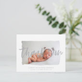 Scripttekst bedankt voor je geboorteaankondiging briefkaart (Staand voorkant)