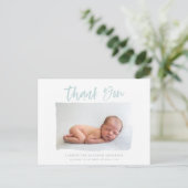 Scripttekst bedankt voor je geboorteaankondiging briefkaart (Staand voorkant)