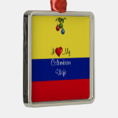Scripttekst, "Ik hou van mijn Colombiaanse vrouw" Metalen Ornament (Rechts)