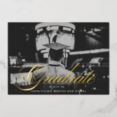 Scripttypografie Afstuderen fotokaart Folie Uitnodiging (Voorkant)