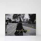 Scripttypografie Afstuderen fotokaart Folie Uitnodiging