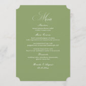 Scripttypografie Sage Green Trouw Menu Kaart (Voorkant)