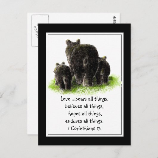 Scripture 1 Corinthians 13:4 Love is Briefkaart (Voorkant / Achterkant)