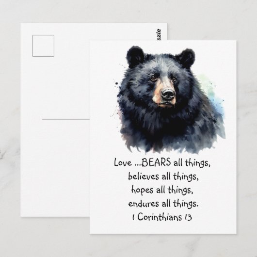 Scripture 1 Corinthians 13:4 Love is Briefkaart (Voorkant / Achterkant)