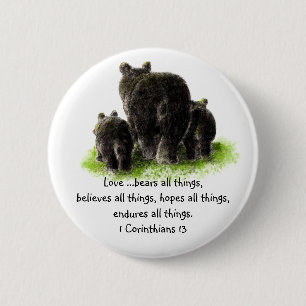 Scripture 1 Corinthians 13:4 Love is Ronde Button 5,7 Cm