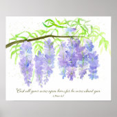 Scripture 1 Peter 5:7 Bible Verse Wisteria Flowers Poster (Voorkant)