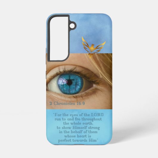 Scripture Blue Sky Calvary Crosses Gold Dove Samsung Galaxy Hoesje (Achterkant)