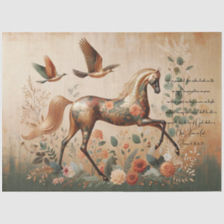 Scripture & Elegant Floral Equine, Decoupage  Tissuepapier