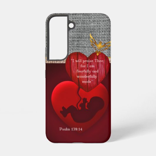 Scripture Hessian Embryo Red Heart Gold Dove Samsung Galaxy Hoesje (Achterkant)