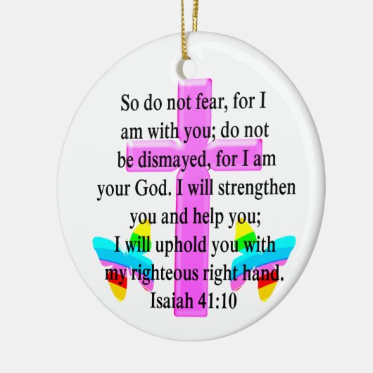 SCRIPTURE ISAIAH 41:10 ONTWERP KERAMISCH ORNAMENT (Links)